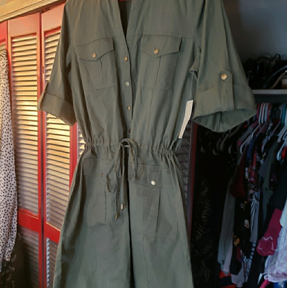 Michael Kors Army Green Shirt Dress Size 4